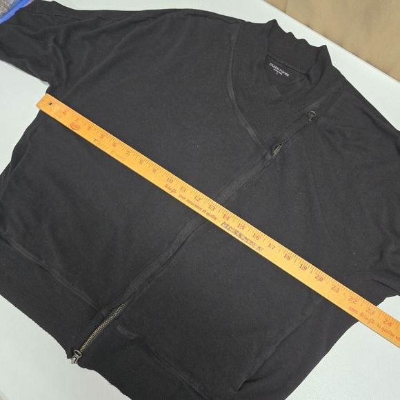 Eileen Fisher Jacket Womens Large Black Asymmetrical Zipper 1/3 Sleeve Stretch - Picture 9 of 12